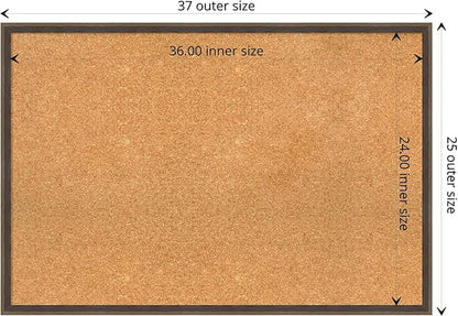 Amanti Art Natural Cork Board for Wall, 25x37 Vision Board with Brown Wood Frame, Large Corkboard Office Decor for Home Organization, Modern Contemporary Corkboard Pinboard to display items for home