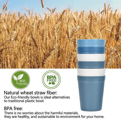 Homestockplus 12 Oz Plastic Cups Reusable, Set of 8 Wheat Straw Drinking Cups, Microwave and Dishwasher Safe Unbreakable Water Cups for Kitchen, Home, Office, and Outdoor Use