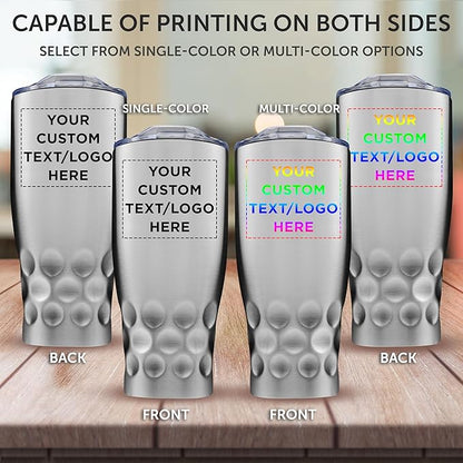 Custom Stainless Steel Tumblers by Molokini 27 oz. Set of 10, Personalized Bulk Pack - Double Wall, Perfect for Coffee, Soda, Other Hot & Cold Beverages - Silver