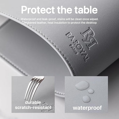 Faux Leather Placemats Set of 6 Vinyl Washable Wipeable Table Mats for Kitchen Dining Table Heat Resistant Waterproof Modern Indoor/Outdoor Placemats Non-Slip Easy Clean Place Mats (Gray)