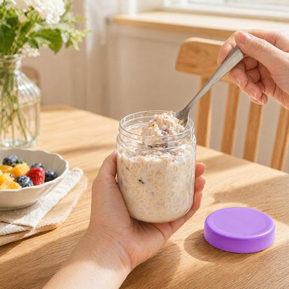 EONJOE 16oz Glass Jars for Overnight Oats Snacks Salad Yogurt Pudding Cereal Candy Storage Containers Meal Prep Mason jar with Airtight lids,6 Pack