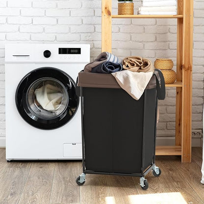 2PK Laundry Hamper with Wheels, Rolling Laundry Basket with Wheels Laundry Sorter Cart, Narrow Slim Clothes Hamper Organizer with Sturdy Metal Frame