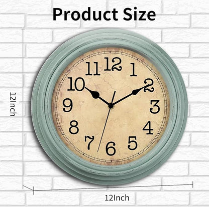 12 Inch Wall Clock, Silent Non-Ticking Decorative Battery Operated Easy to Read for Kitchen Living Room, Bathroom, Bedroom, Office