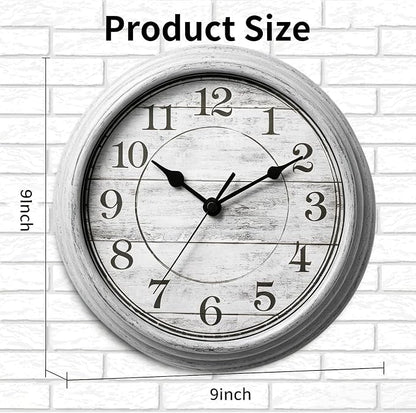 Wall Clock, 9 Inch Silent Wall Clocks Battery Operated, Decorative Clocks for Kitchen Living Room, Bedroom (Gray)