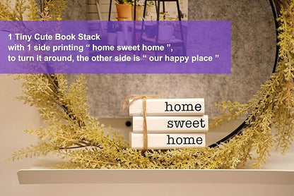 LIVDUCOT Farmhouse Mini White Decorative Books for Tiered Tray Decor - Wooden Book Stack Faux Books for Coffee Table Living Room Decoration - Small Shelf Decor Accent
