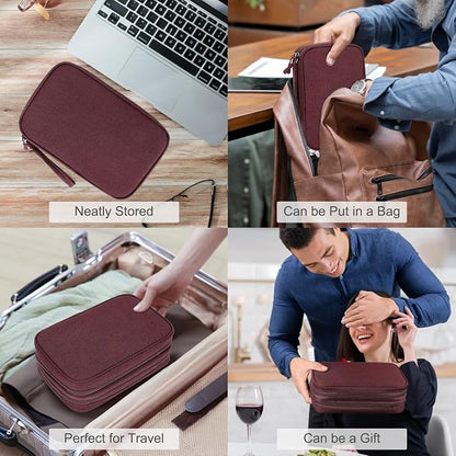 FYY Electronic Organizer, Large Travel Cable Organizer Bag Pouch Electronic Accessories Carry Case Portable Waterproof Double Layers All-in-One Storage Bag for Cable, Cord, Charger, Phone, Wine Red