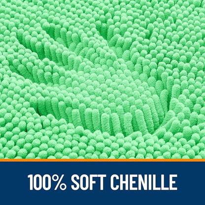 OLANLY Toilet Rugs U-Shaped 24x24, Extra Soft Absorbent Chenille Contour Bathroom Rugs for Toilet, Dry Quickly, Machine Washable, Non-Slip Bath Mat, Mint Green