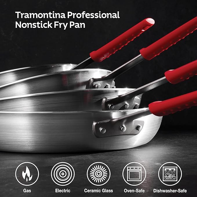 Tramontina Professional 14-Inch Non Stick Extra Large Frying Pan, Heavy-Gauge Aluminum Skillet with Reinforced Nonstick Coating, Red Handle, Dishwasher and Oven Safe