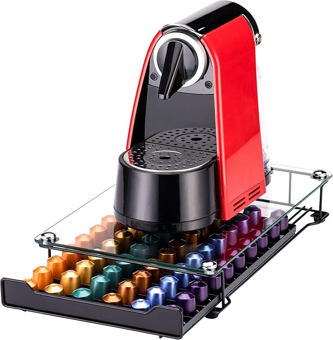 Coffee Pod Storage Holder Capsules Originaline Drawer Organizer, Crystal Tempered Glass (60 pods)