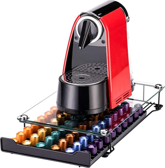 Coffee Pod Storage Holder Capsules Originaline Drawer Organizer, Crystal Tempered Glass (60 pods)