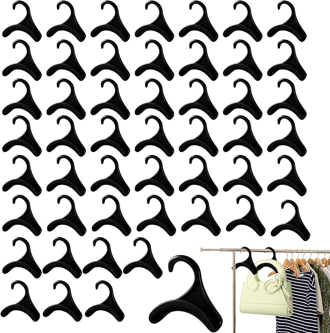 50 Pcs Bag Hanger,Purse Holder for Closet Black Backpack Hanger Hook for Closet Organizer Storage Purses Tote Bag Backpacks Handbags Satchels (Black)