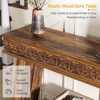 Tribesigns 70.9 Inch Extra Long Console Table, Wood Entryway Table with Storage, Narrow Long Sofa Tables Behind Couch, Farmhouse Style Entry Table for Living Room,Entrance, Foyer, Dark Brown
