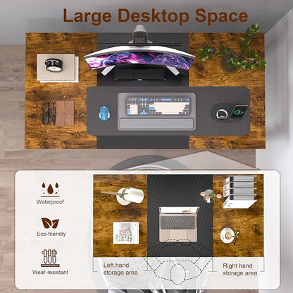 Computer Desk, 47 Inch Home Office Desks, Office Desk for Gaming Writing Study Work, Study Table with Large Legroom, Computer Desk with Metal Frame, Modern Simple Home Office Desk for Bedroom