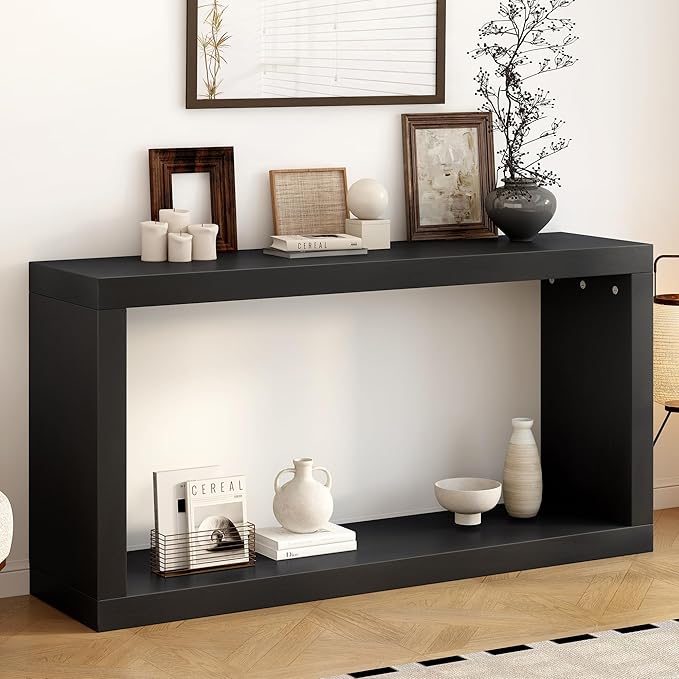 Modern Minimalist Entryway Console Table 59.6-Inch Long Entry Sofa Table with Living Room Entrance Hallway Furniture, Black
