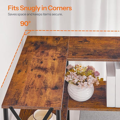 HOOBRO Corner Bookshelf, 6-Tier L-Shaped Bookcase, Industrial Open Display Shelf Tall Storage Organizer, Vertical Storage Rack, for Living Room, Home Office, Rustic Brown and Black BF61SJ01