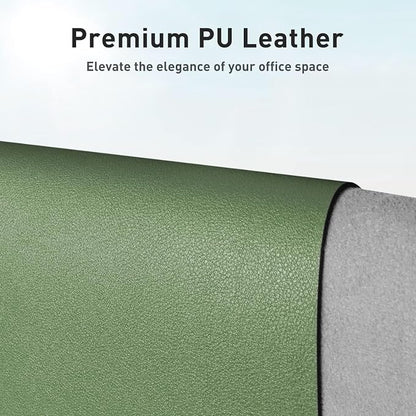 Aothia Faux Leather Desk Mat - Non-Slip PU Leather Desk Blotter, Waterproof Writing Surface, Large Desk Pad for Office & Home (Olive Green, 55" x 24")