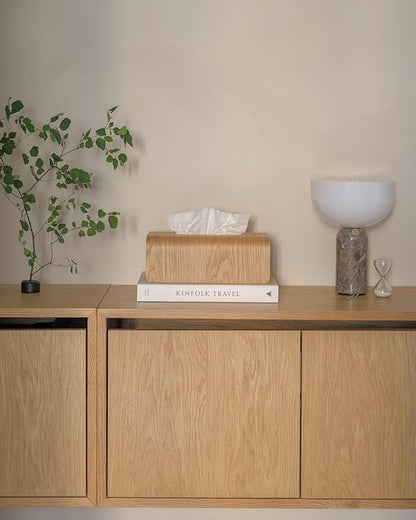 Kazai.® Tissue Box Cover 'Toke' | Real Wood Veneer, FSC® Certified | Decorative Rectangle Tissue Holder for Bathroom or Living Room | Scandinavian Design | Oak
