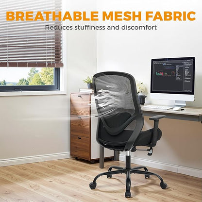 High Back Office Chair, Big and Tall Office Chair Ergonomic Comfy Chair Executive Desk Chair for Heavy Duty People 450Lbs Computer Chair with Adjustable Lumbar Support & Flip-up Arms