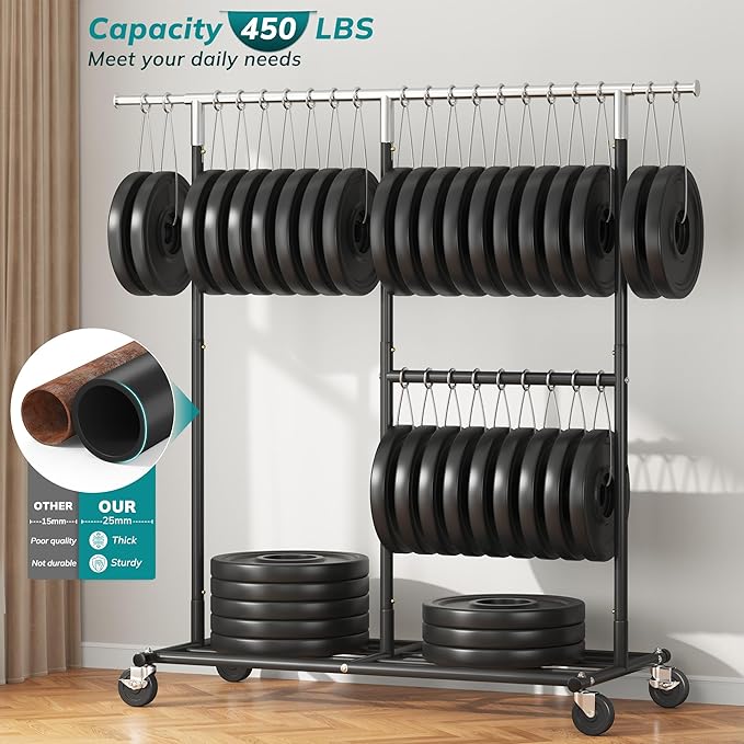 Raybee Clothes Rack Heavy Duty 450LBS, Clothing Racks for Hanging Clothes 200+, Metal Clothing Rack with Wheels, Rolling Commercial Garment Rack Portable, Black