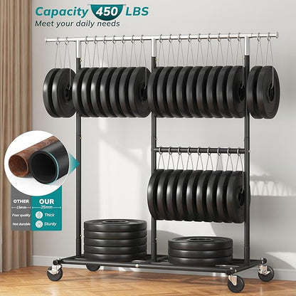 Raybee Clothes Rack Heavy Duty 450LBS, Clothing Racks for Hanging Clothes 200+, Metal Clothing Rack with Wheels, Rolling Commercial Garment Rack Portable, Black