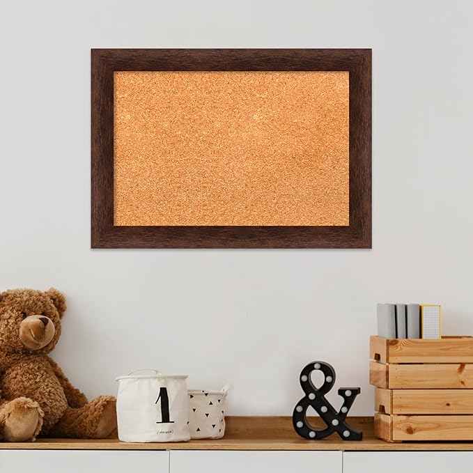 Amanti Art Natural Cork Board for Wall, 15x21 Vision Board with Brown Wood Frame, Small Corkboard Office Decor for Home Organization, Casual Corkboard Pinboard to Display Items for Home Organization