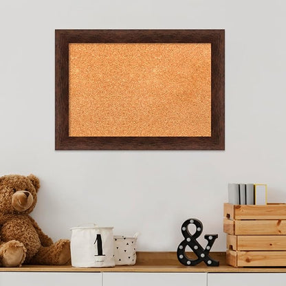 Amanti Art Natural Cork Board for Wall, 15x21 Vision Board with Brown Wood Frame, Small Corkboard Office Decor for Home Organization, Casual Corkboard Pinboard to Display Items for Home Organization