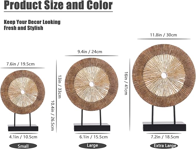 XMGZQ Wood Color Minimalist Round Statue Above Cabinet Decor Kitchen,Modern Decorative Sculpture Home Decorations for Living Room Coffee Table,Shelf Decor Items,Center Pieces Decoration (Extra Large)