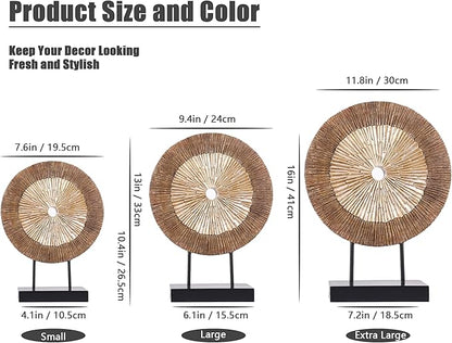 XMGZQ Wood Color Minimalist Round Statue Above Cabinet Decor Kitchen,Modern Decorative Sculpture Home Decorations for Living Room Coffee Table,Shelf Decor Items,Center Pieces Decoration (Extra Large)
