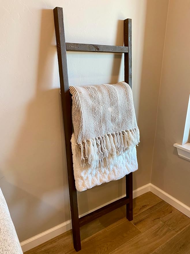 BARNWOODUSA Rustic Farmhouse Decorative Ladder - Our 47 in Ladder can be Mounted Horizontally or Vertically and is Crafted from Upcycled Wood No Assembly Required Espresso