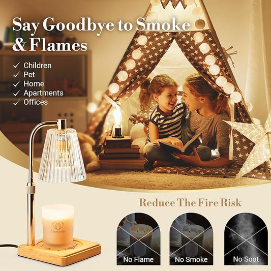 Marycele Candle Warmer Lamp with Timer for Yankee Candles, Adjustable Height Wax Melt Warmer, Birthday Gifts for Mom Women Sister, Vintage Glass Lamp, Christmas Decorations for Home Decor