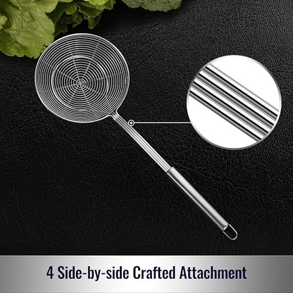 Hiware Solid Stainless Steel Spider Strainer Skimmer Ladle, Kitchen Utensils Wire Strainer Pasta Spoon, 7 Inch