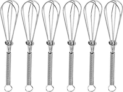 Anaeat 6 Pack Small Wire Whisks, Portable Stainless Steel Kitchen Tiny Whisk & Egg Beater with Thick Wire - Sturdy Mini Mixing Balloon for Cooking, Blending, Whiping, Beating and Stirring (6")