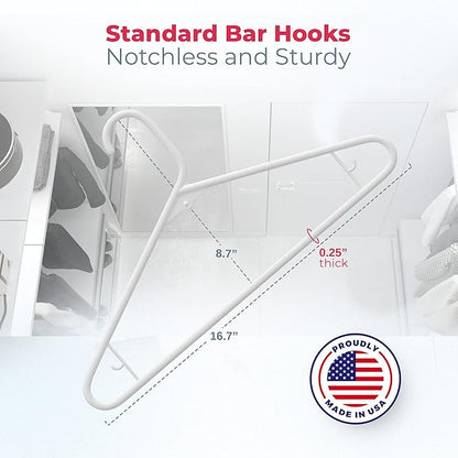 Neaties Plastic Hangers 45 Pack – Made in The USA – 6lb Capacity Standard Clothes Hangers with Strap Hooks for Dresses, Lingerie, Shirts, Pants, and Jackets – Gray