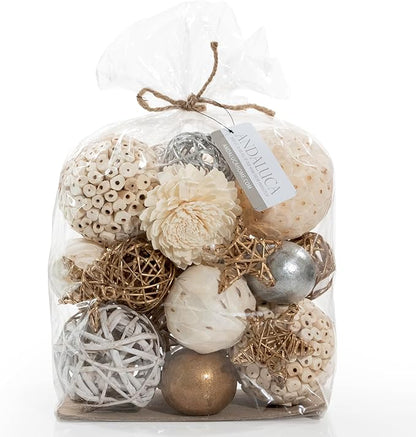 ANDALUCA Large Decorative Vase Filler Bag with Orbs, Balls (Golden Silver)