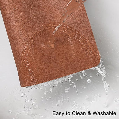 Myir JUN Reversible Vinyl Placemats Set of 4, Faux Leather Place Mats Dual Sided Waterproof Wipeable, Heat-Resistant Table Mats for Kitchen Dining Indoor Outdoor (12" x 17", Light Gray Reddish Brown)
