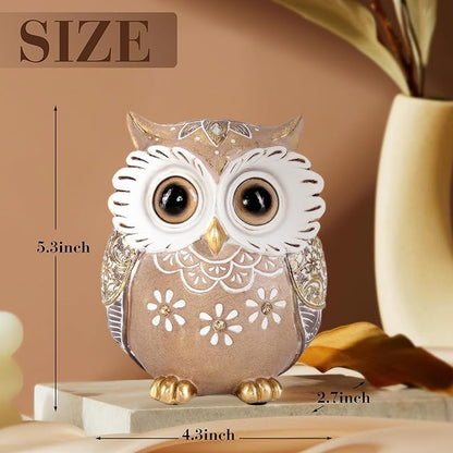 Leekung Owl Figurine Home Decor,Owl Statues and Sculptures for Shelf Decor Accents,Boho Owls Decorations for Bookshelf Bedroom Living Room Office Table Decor,Animal Gifts for Bird Lovers Women