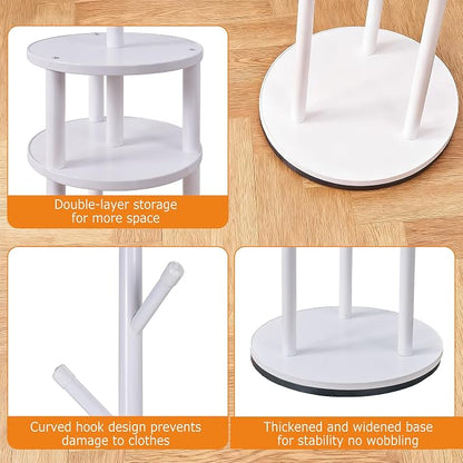 VECELO Coat Rack Freestanding, Entryway Hanger Stand, Umbrella Holder, Hall Tree With Hooks, Floor Standing Tree Stand,White