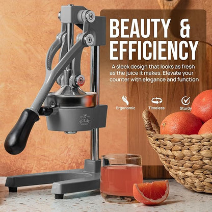 Zulay Kitchen Cast Iron Juicer - Heavy Duty Manual Juicer with Detachable Strainers for Easy Cleaning, Orange Juice Press for Citrus Fruits, Perfect for Bartenders, Juice Lovers & Health Enthusiasts