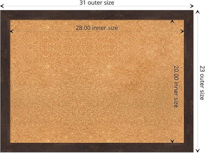 Amanti Art Natural Cork Board for Wall, 23x31 Vision Board with Brown Wood Frame, Medium Corkboard Office Decor for Home Organization, Rustic Farmhouse Corkboard Pinboard to display items for home