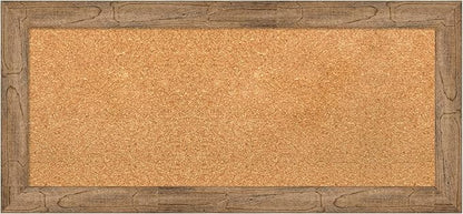 Amanti Art Natural Cork Board for Wall, 16x34 Vision Board with Brown Wood Frame, Medium Corkboard Office Decor for Home Organization, Rustic Farmhouse Corkboard Pinboard to display items for home