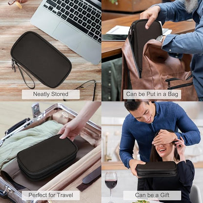 FYY Electronic Organizer, Travel Cable Organizer Bag Pouch Electronic Accessories Carry Case Portable Waterproof Double Layers Storage Bag for Cable, Charger, Phone, Earphone, Medium Size, Coffee