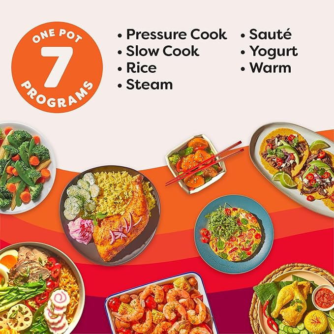 Instant Pot Duo 7-in-1 Electric Pressure Cooker, Slow Cooker, Rice Cooker, Steamer, Sauté, Yogurt Maker, Warmer & Sterilizer, Includes App with Over 800 Recipes, Stainless Steel, 8 Quart