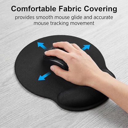 10 Pack Ergonomic Mouse Pad with Wrist Rest Support, Gel Memory Foam Computer Pad for Pain Relief & Comfort, Non-Slip Base for Gaming, Office, Home Use (Black)