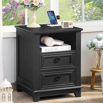 Farmhouse Coffee Table Set of 3, Furniture Set with Charging Station, Coffee Table with Hidden Storage Organizer and Nightsand 3-piece set, Country Center Table Set for Living Room,Office, Home