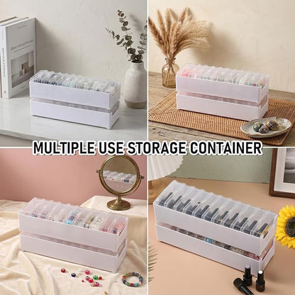 3 Pcs 11 Case Cable Storage Box with Cable Straps and Label Stickers, Clear Desktop Drawer Cable Management Box Cord Organizer Box for Home Office USB Wires Earphones Travel Cord Holder