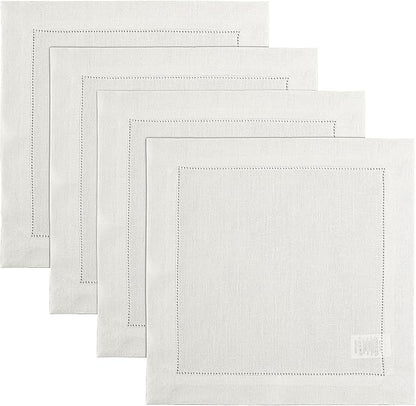Solino Home Square Placemats Set of 4-100% Pure Linen Ivory Cloth Placemats 14 x 14 Inch - Classic Hemstitch, Machine Washable Place Mats for Spring, Easter