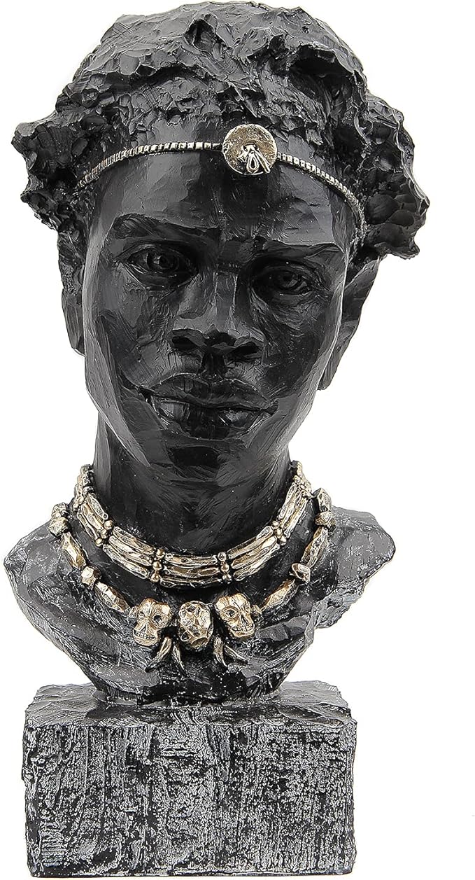 Leekung African Sculpture Resin Figurine, Handmade Home Decor, 12.2x6.3x4.3 inches, Black