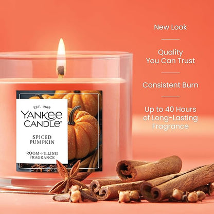 Yankee Candle Small Tumbler Scented Candle with up to 40 Hour Burn Time, Premium Plant Wax Blend for Consistent Burn, 4.3 oz Tumbler Candle with Room Filling Fragrance, Spiced Pumpkin