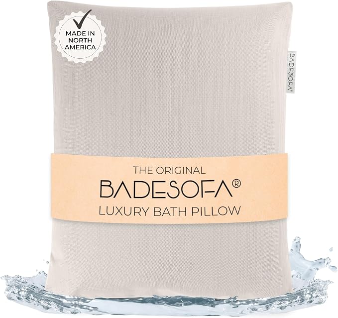 BADESOFA® Luxury Bath Pillow S - Ultra Comfortable & Quick-Drying Bath Back Pillow - Washable Full Body Bath Pillow for Bathtub - Therapeutic Head and Neck Support - Luxury Spa Cushion in Ivory Pearl