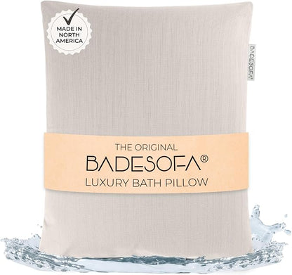 BADESOFA® Luxury Bath Pillow S - Ultra Comfortable & Quick-Drying Bath Back Pillow - Washable Full Body Bath Pillow for Bathtub - Therapeutic Head and Neck Support - Luxury Spa Cushion in Ivory Pearl